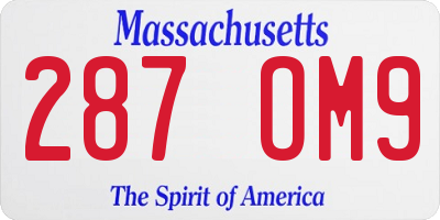 MA license plate 287OM9