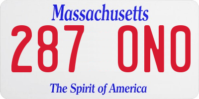 MA license plate 287ON0