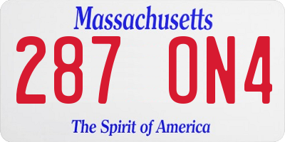 MA license plate 287ON4