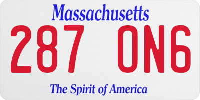 MA license plate 287ON6