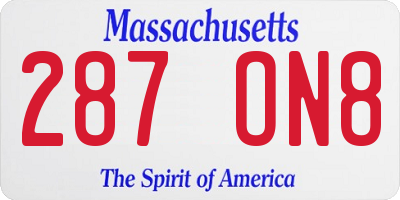 MA license plate 287ON8