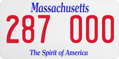 MA license plate 287OO0