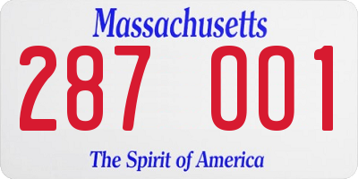 MA license plate 287OO1