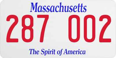 MA license plate 287OO2