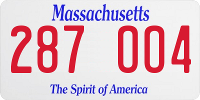 MA license plate 287OO4
