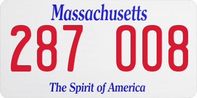 MA license plate 287OO8