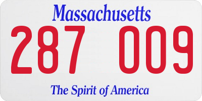 MA license plate 287OO9