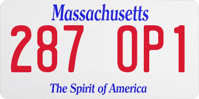 MA license plate 287OP1
