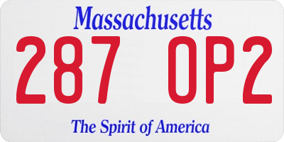 MA license plate 287OP2