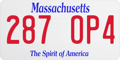 MA license plate 287OP4