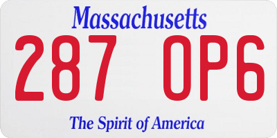 MA license plate 287OP6