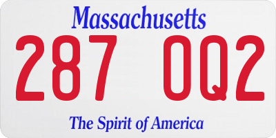 MA license plate 287OQ2