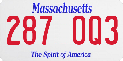 MA license plate 287OQ3