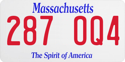 MA license plate 287OQ4