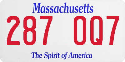 MA license plate 287OQ7