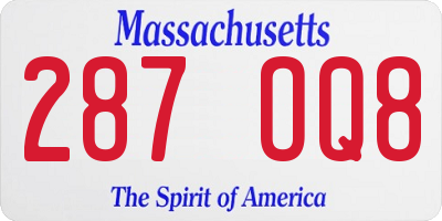 MA license plate 287OQ8