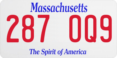 MA license plate 287OQ9