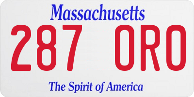 MA license plate 287OR0