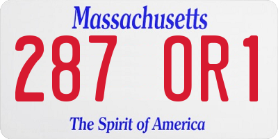 MA license plate 287OR1