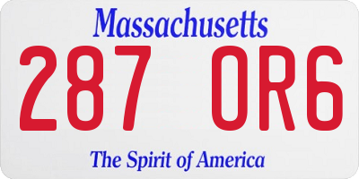 MA license plate 287OR6