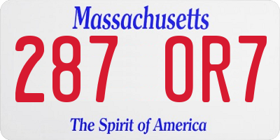 MA license plate 287OR7