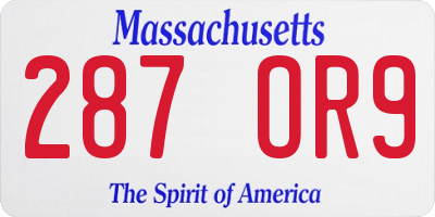 MA license plate 287OR9