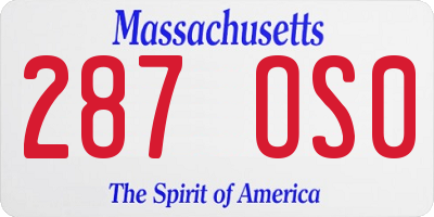 MA license plate 287OS0