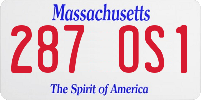 MA license plate 287OS1