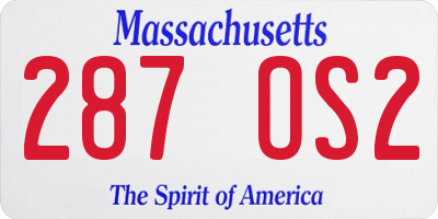 MA license plate 287OS2