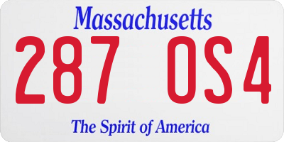 MA license plate 287OS4