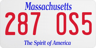 MA license plate 287OS5