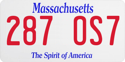 MA license plate 287OS7