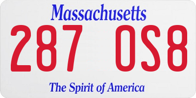 MA license plate 287OS8