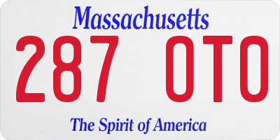 MA license plate 287OT0