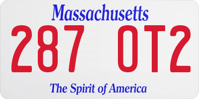 MA license plate 287OT2
