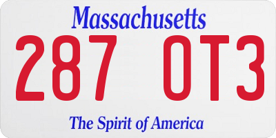 MA license plate 287OT3