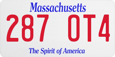 MA license plate 287OT4