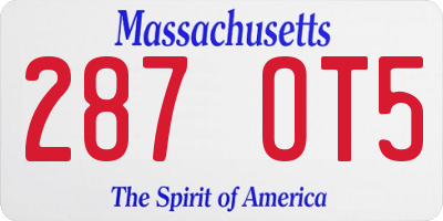 MA license plate 287OT5