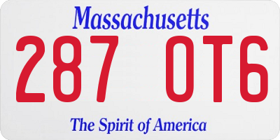 MA license plate 287OT6
