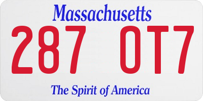 MA license plate 287OT7