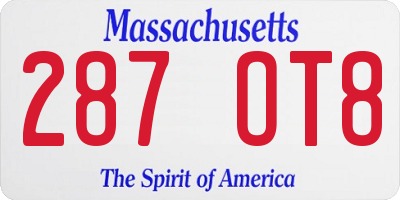 MA license plate 287OT8