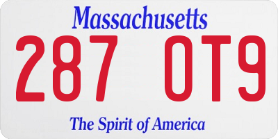 MA license plate 287OT9