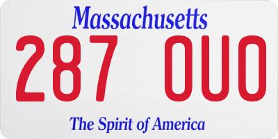 MA license plate 287OU0