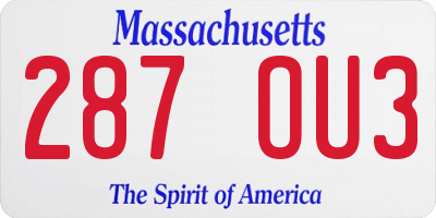 MA license plate 287OU3