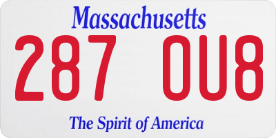 MA license plate 287OU8