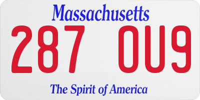 MA license plate 287OU9