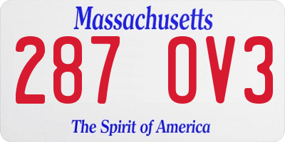 MA license plate 287OV3