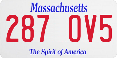 MA license plate 287OV5