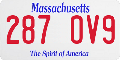 MA license plate 287OV9
