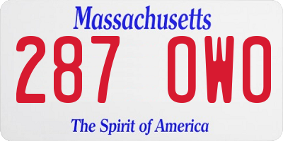 MA license plate 287OW0